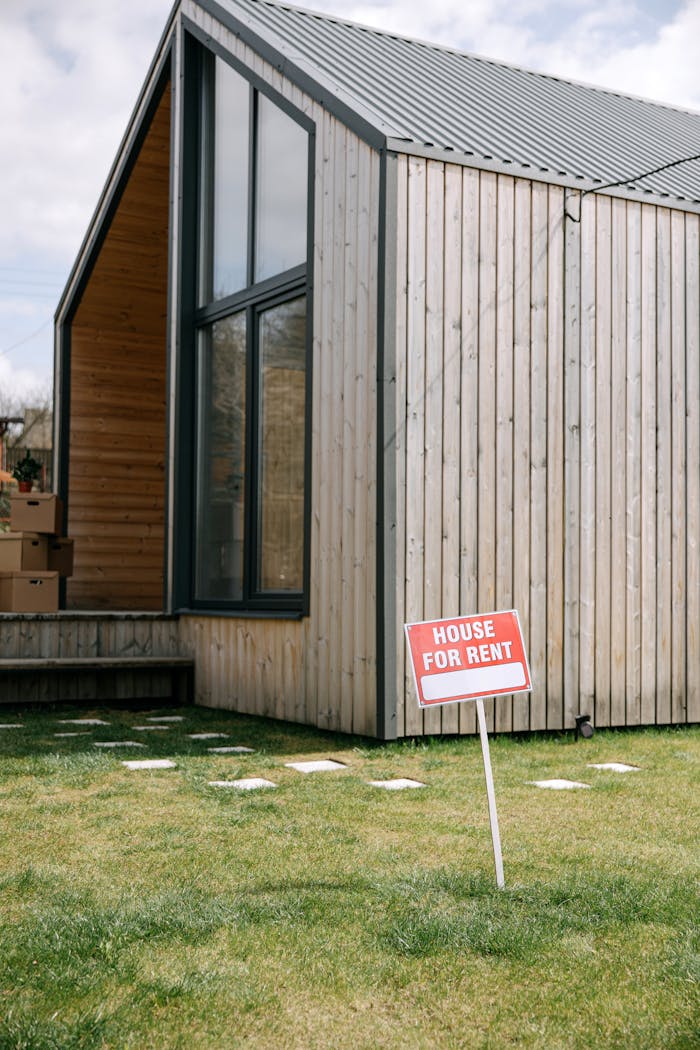 A contemporary wooden house with a prominent 